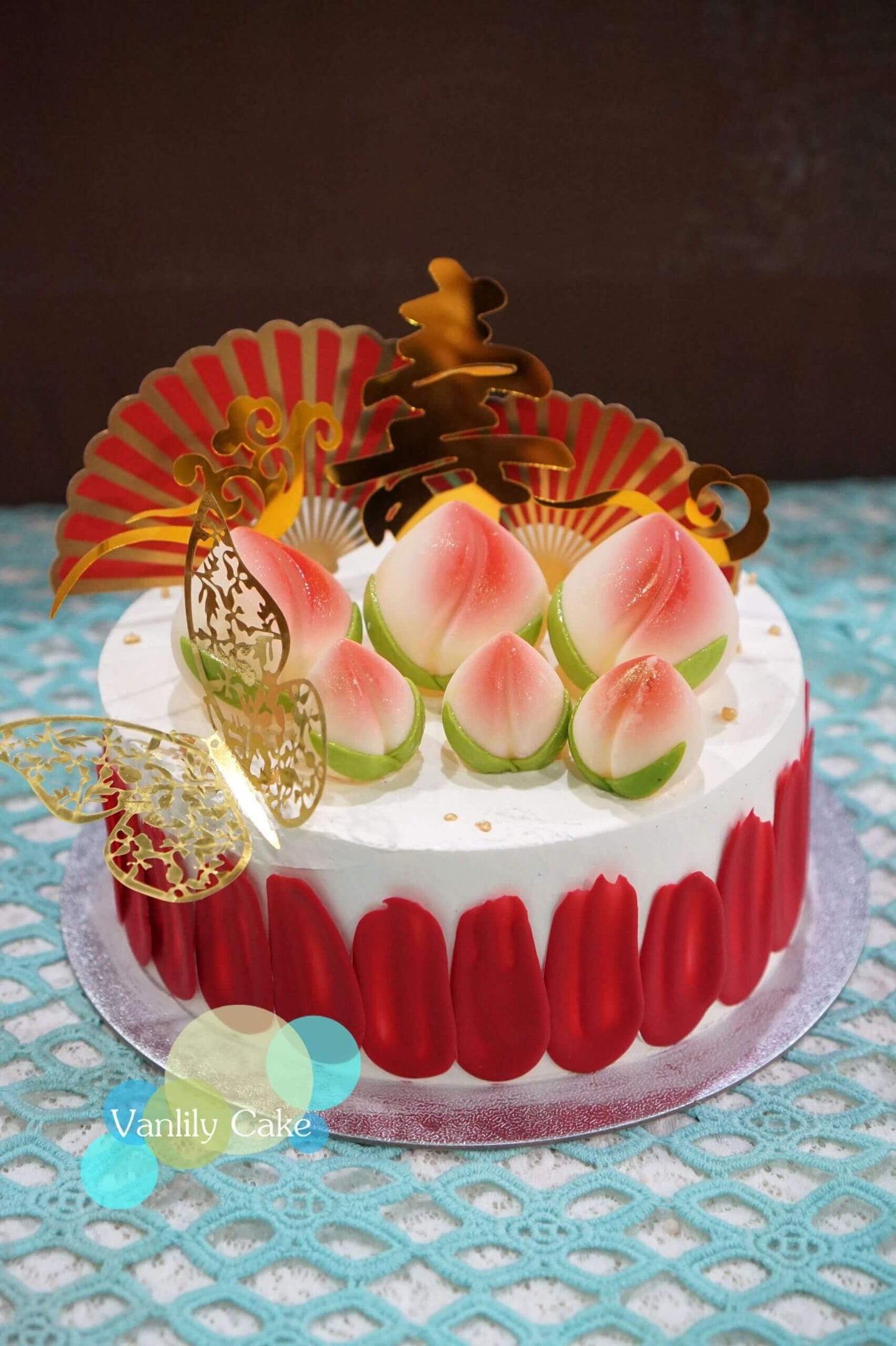 Red Fan Birthday Creamy Rice Cake (Sugar-Free/Low-Sugar)
