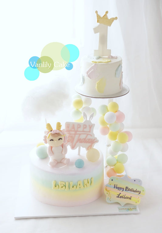 Family Double up Cake Tower - 彩虹忌廉米蛋糕