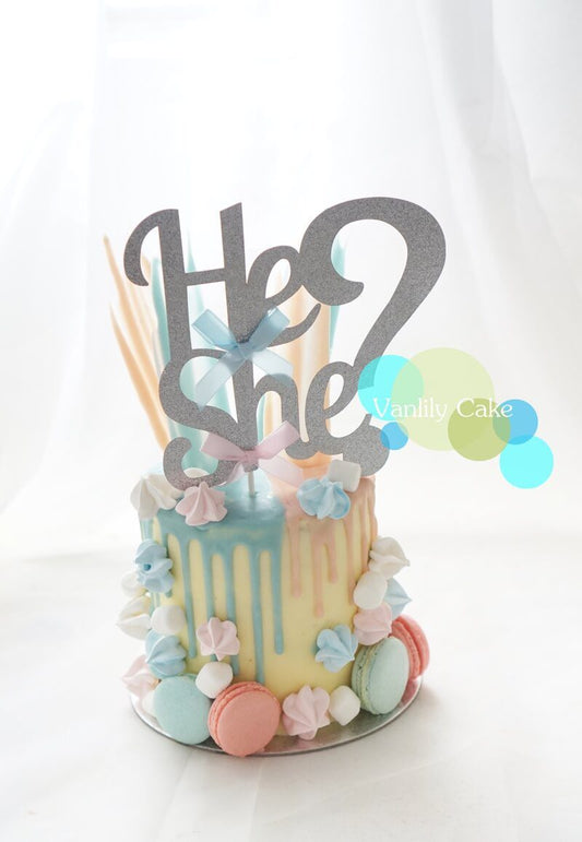 He or She Gender Reveal Buttercream Cake