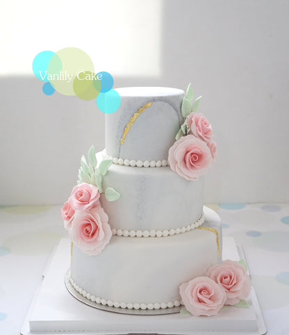 玫瑰花結婚糖皮蛋糕