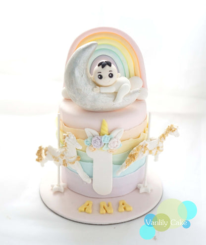 彩虹木馬糖皮蛋糕