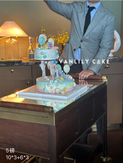 Family Lollipop Cake Double-up cake tower 波板糖忌廉蛋糕