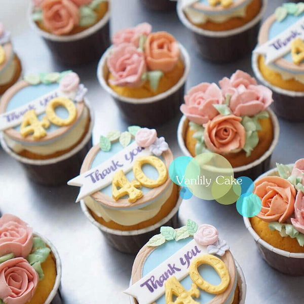 anlily Cake 低糖椰棗 Cupcake - 公司週年紀念散水餅 - 手製花藝蛋糕