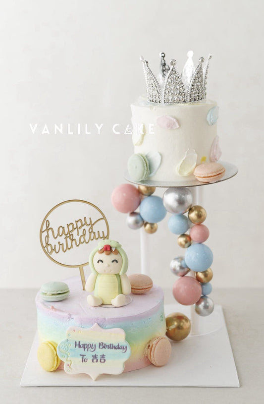 Vanlily-Cake-一歲生日蛋糕-BB大人共享雙層蛋糕-無糖無麩質米蛋糕-低糖鮮果海綿蛋糕-百日宴首選