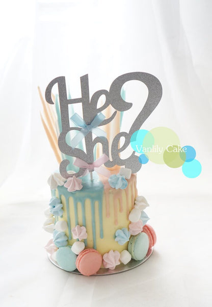 He or She Gender Reveal Buttercream Cake