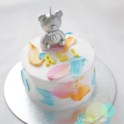 Smiley BB Cake - 香蕉藍莓天然甜味寶寶蛋糕，粉迷彩手繪抹面與 Daisy 小菊花造型，適合一歲生日派對與健康慶生。