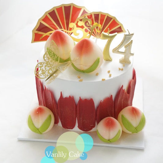 紅扇大壽忌廉米蛋糕 (無糖/低糖)