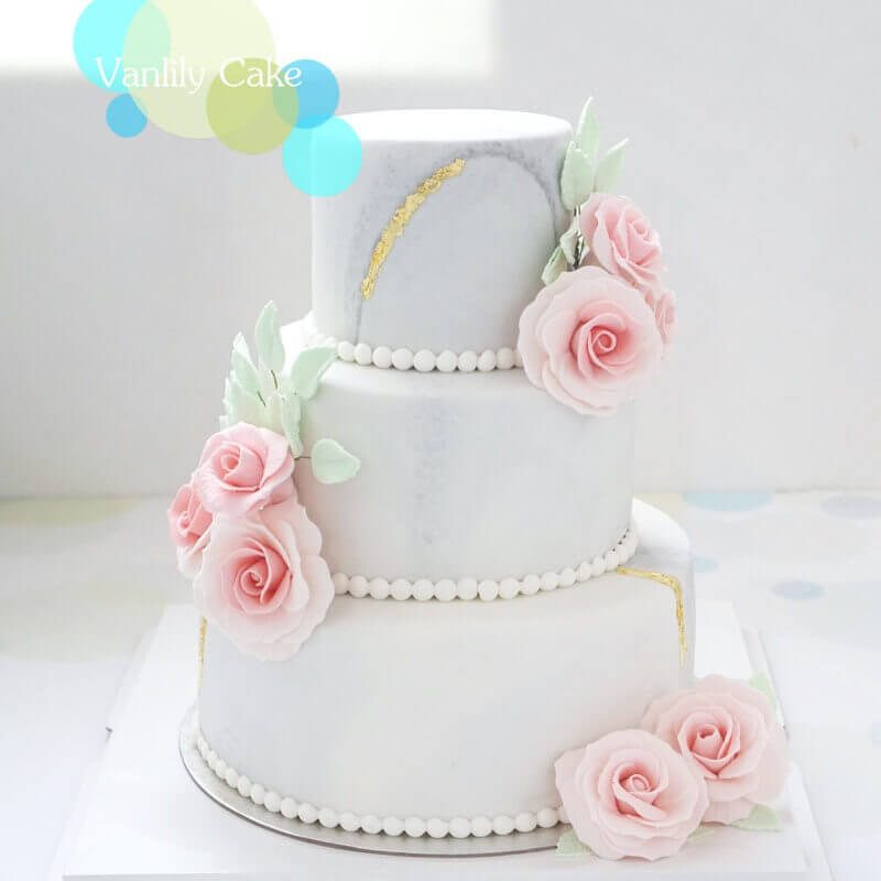 玫瑰花結婚糖皮蛋糕