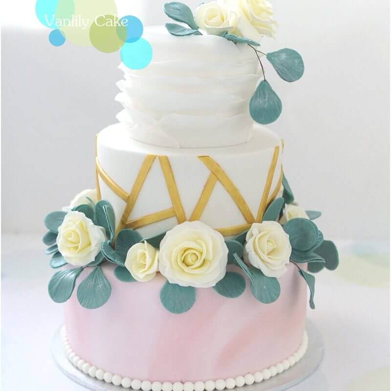 玫瑰花結婚糖皮蛋糕